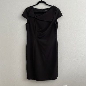 Tahari Arthur Levine Black Dress - size 12 - front flap ruffle detailing
